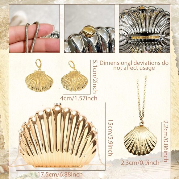 Seashell Clutch Acrylic Chain Bag Summer Beach Party Purse Under the Sea - Picture 3 of 7